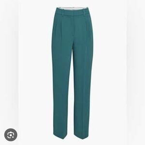 Aritzia Wilfred Teal Green High-Waisted Effortless Trousers Crepette Size 2 EUC
